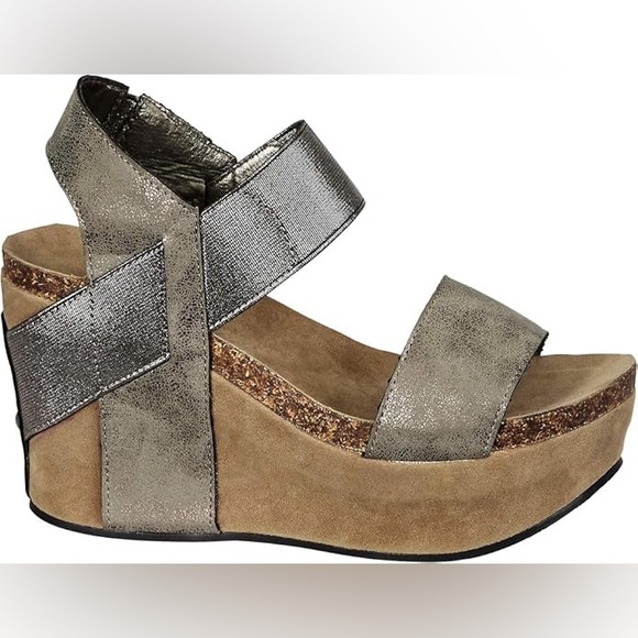 Pierre Dumas Hester-1 Women's Platform Wedge Sandals - Pewter - sz 5.5 - Picture 1 of 13